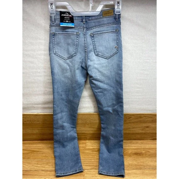 Jordache Girls Super Skinny Stretch Blue Jeans Buttons Up Size: 8 Regular - Picture 2 of 7